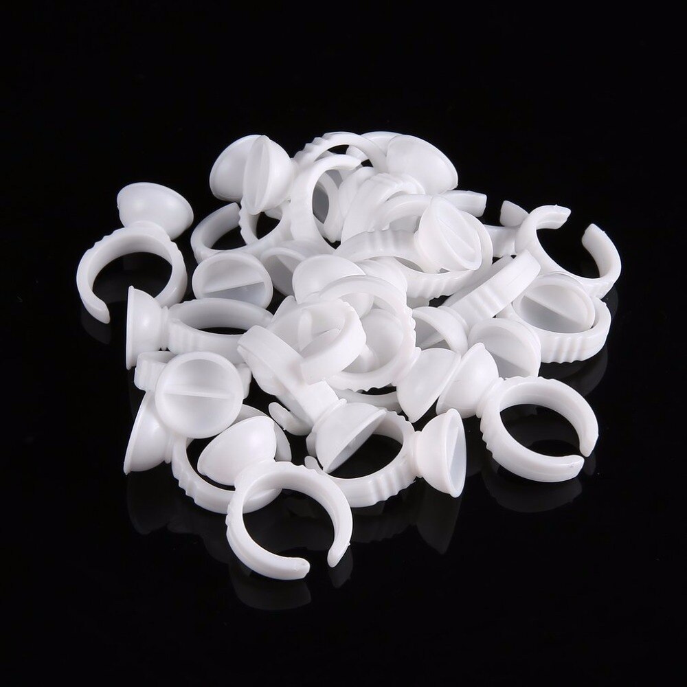 100pcs/lot Wholesale Plastic White Tattoo Ink Ring For Eyebrow Permanent Makeup Tattoo Ink Holders Tattoo Supplies - ebowsos