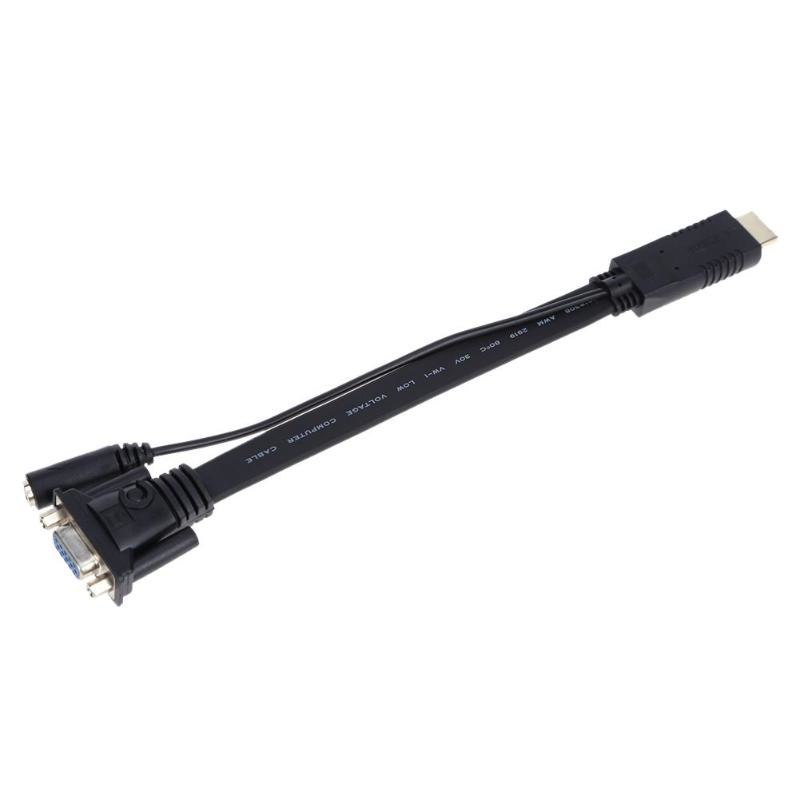 1080P HDMI Male to VGA Female 3.5mm audio Digital to Analog Video Converter with Cable for HDTV monitors projectors - ebowsos