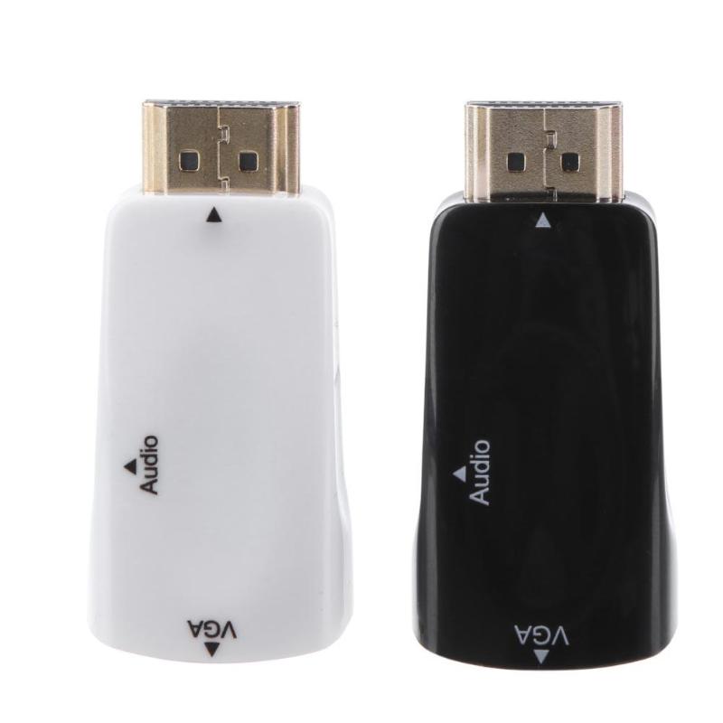 1080P HDMI Male to VGA Female Adapter Audio Video Converter Connector Adapter for PC HDTV - ebowsos