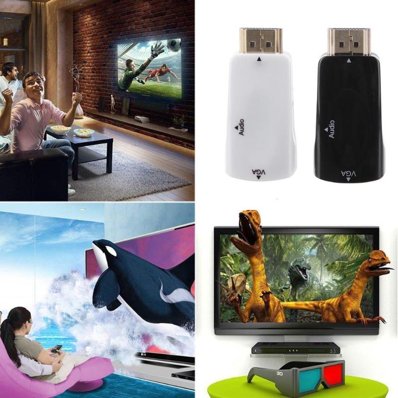 1080P HDMI Male to VGA Female Adapter Audio Video Converter Connector Adapter for PC HDTV - ebowsos