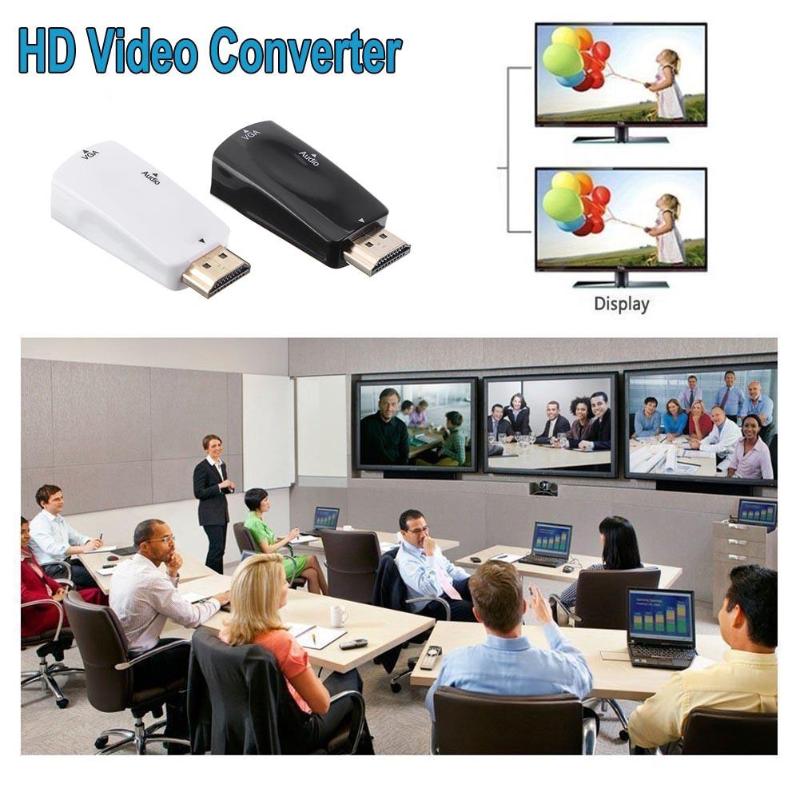 1080P HDMI Male to VGA Female Adapter Audio Video Converter Connector Adapter for PC HDTV - ebowsos
