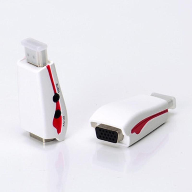 1080P Male to Female HDMI to VGA Video Converter Box Adapter + USB Power Audio Cable for Xbox 360 Playstation 3 HDTV DVD Player - ebowsos
