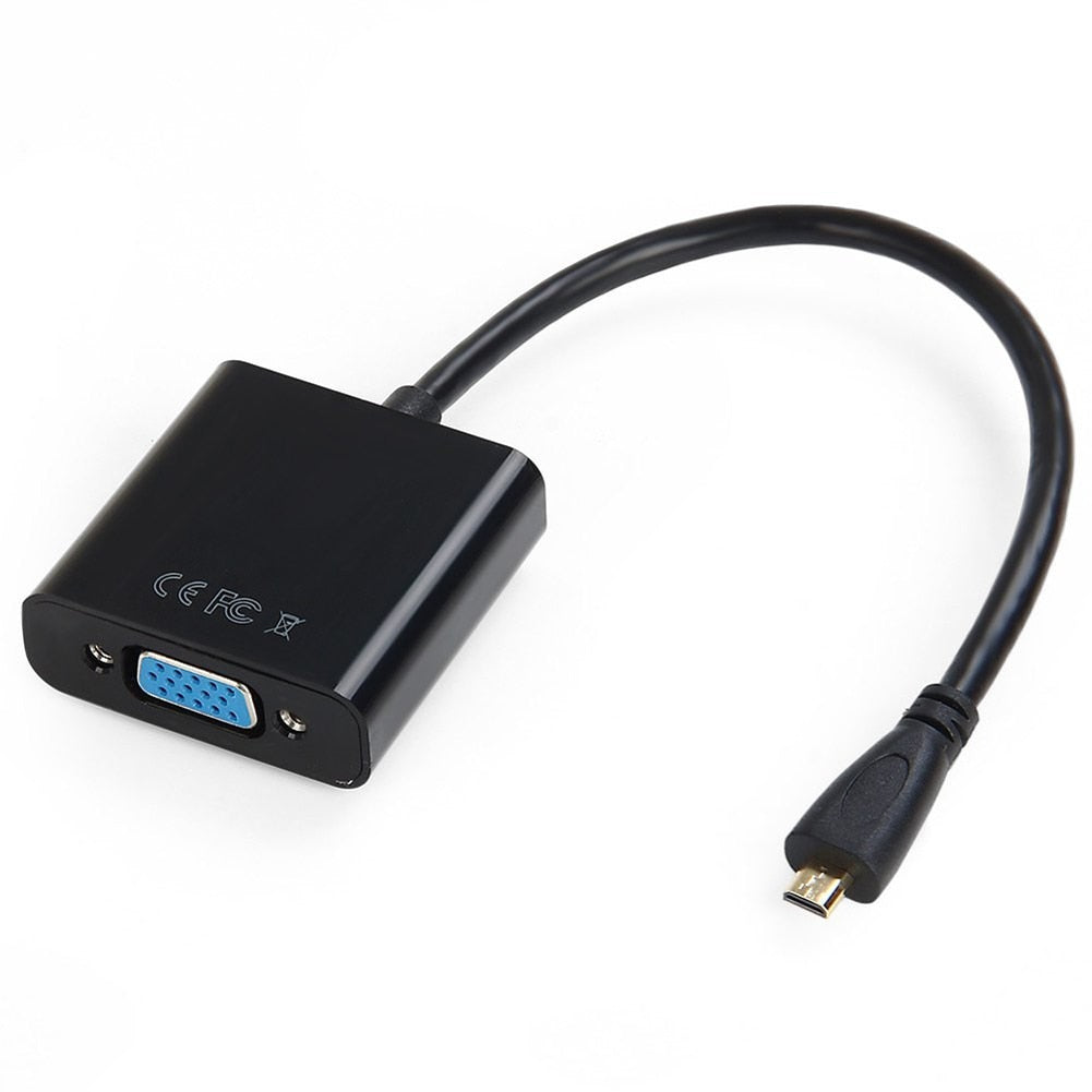 1080P Micro HDMI to VGA with Audio Video Converter Adapter Cable Black High Quality - ebowsos