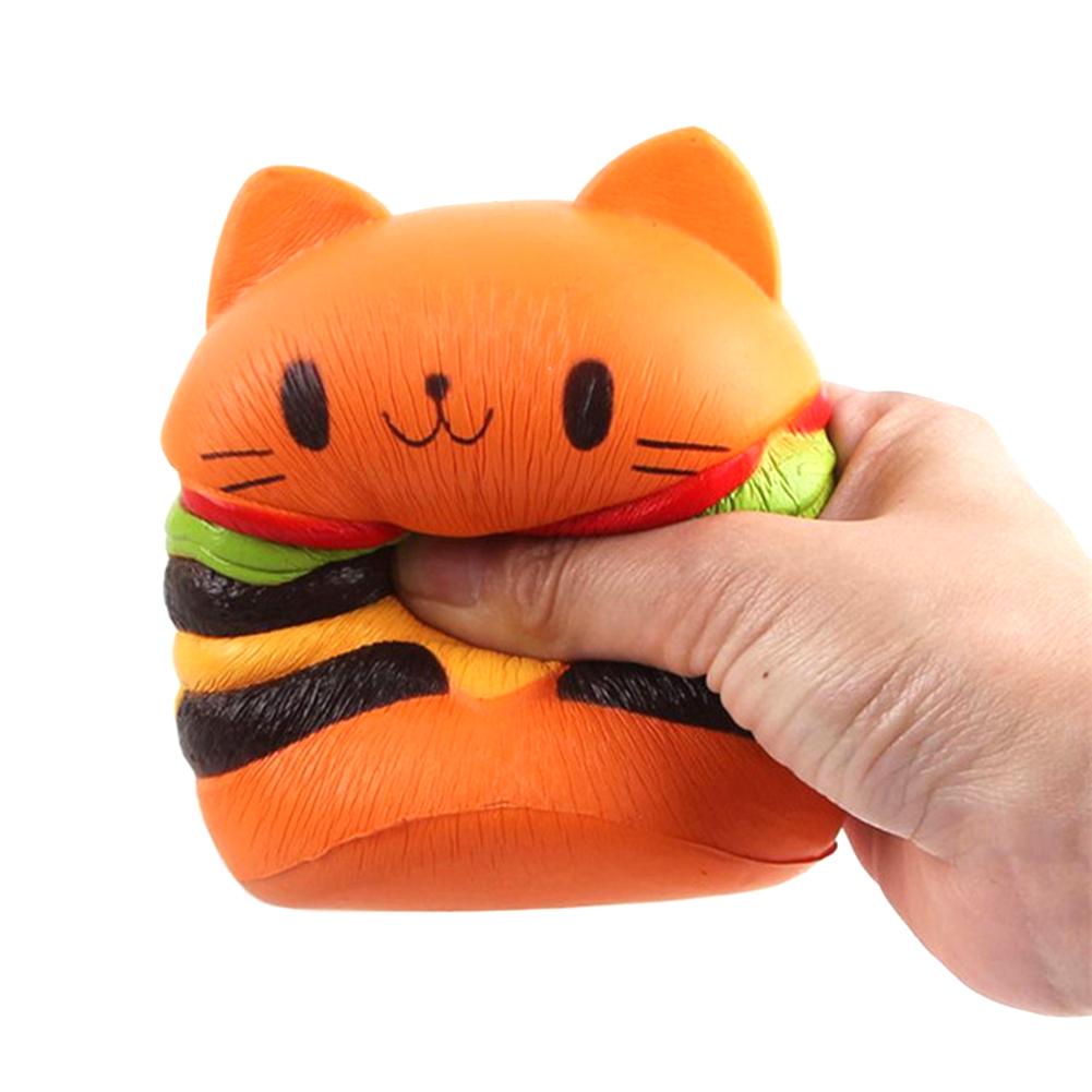 10CM Squeeze Hamburger Cat Cake Novelty Slow Rising Mobile Phone Straps Stretchy Phone Charm Pendant Bread Kids Squeeze Toy-ebowsos