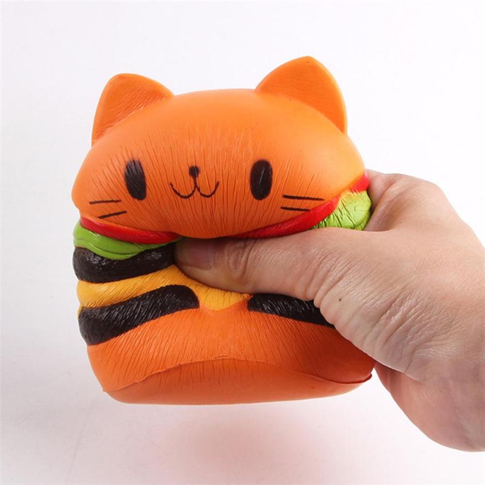 10CM Squeeze Hamburger Cat Cake Novelty Slow Rising Mobile Phone Straps Stretchy Phone Charm Pendant Bread Kids Squeeze Toy-ebowsos