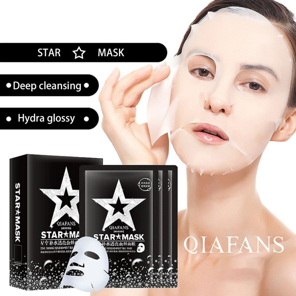 10PCS/SET Natural Hyaluronic Acid Starry Mask Face Cleansing Mask Water Replenishing Moisturizing Skin Care Silk Mask - ebowsos