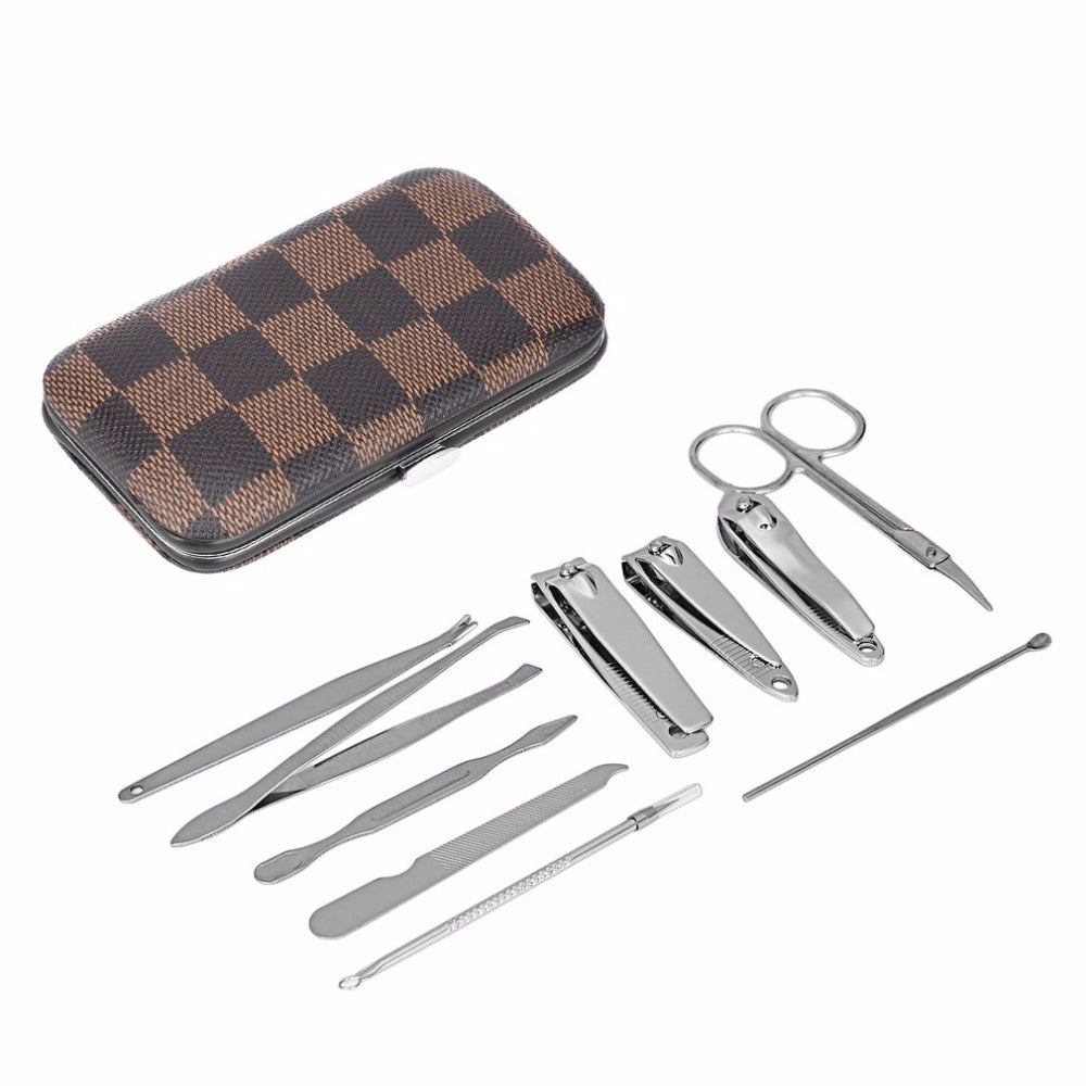 10PCS/Set Stainless Steel Universal Home Office Manicure Set Nail Clippers Cleaner Grooming Kit Nail Care Nail Art Tool Sets - ebowsos