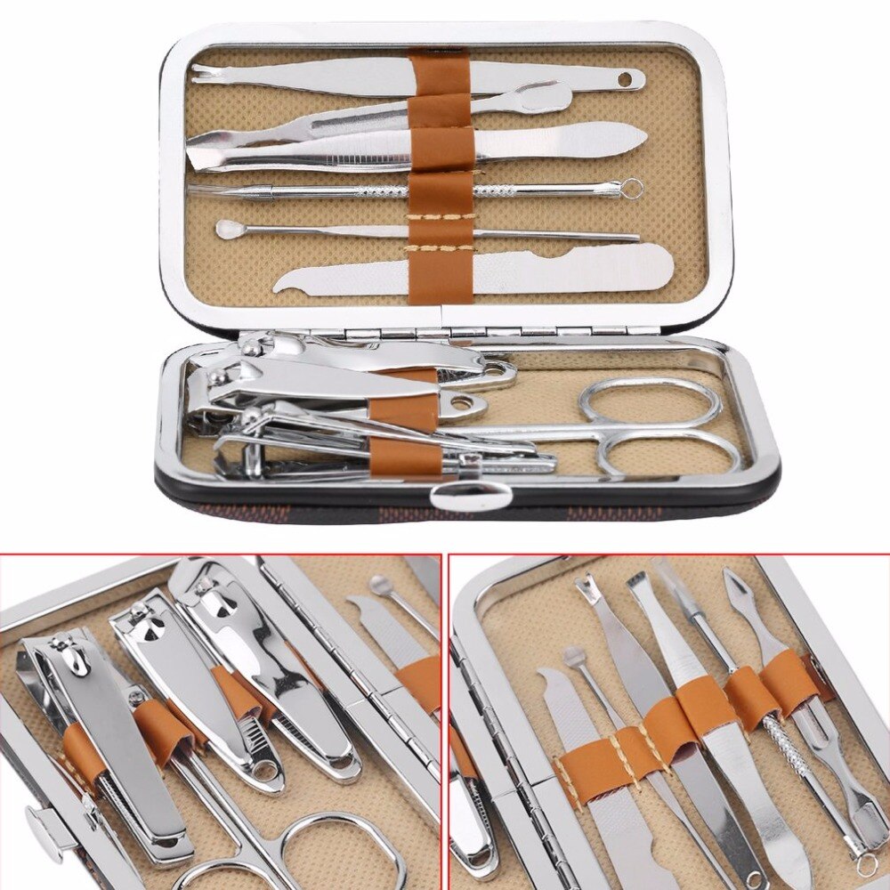 10PCS/Set Stainless Steel Universal Home Office Manicure Set Nail Clippers Cleaner Grooming Kit Nail Care Nail Art Tool - ebowsos