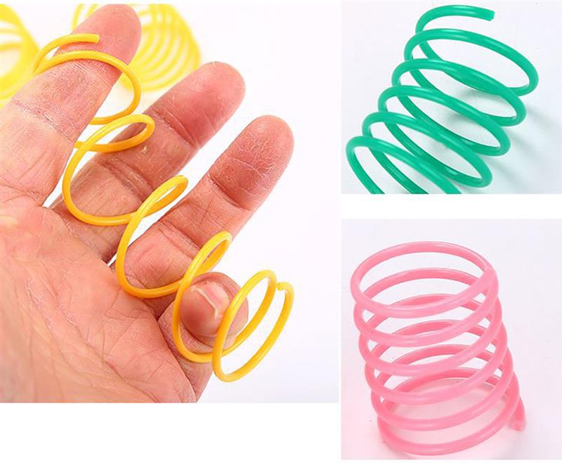 10Pcs Cute Cat Spring Toys Wide Durable Heavy Gauge Plastic Colorful Springs Cat Toy Playing Toys For Kitten Pet Accessories Set-ebowsos