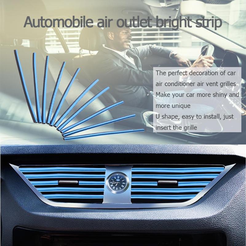 10Pcs/set Universal U Style DIY Car Interior Air Conditioner Outlet Vent Grille Decoration Strips Car Styling Auto Car Accessory - ebowsos