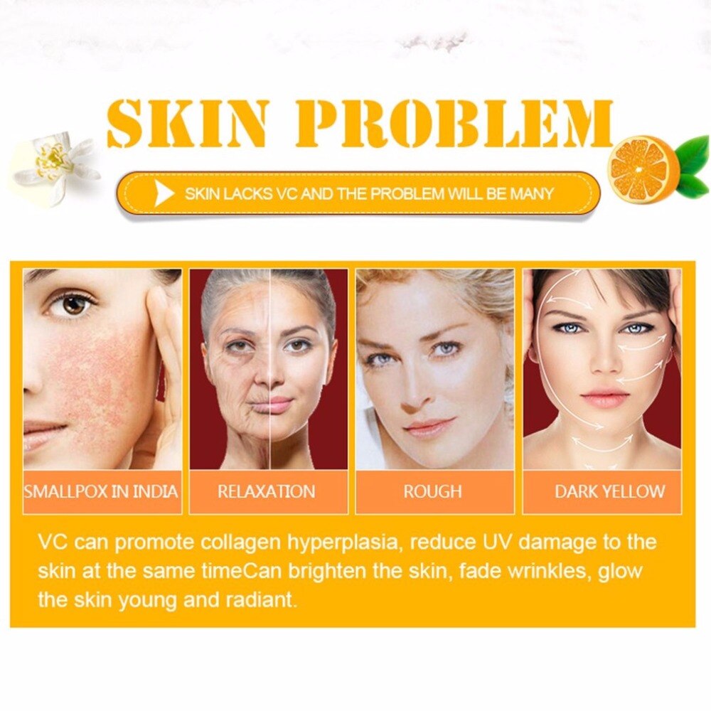 10ml Vitamin C Serum Anti-aging Moisture Anti-Wrinkle Whitening VC Essence Oil Women Beauty Make Up Essential Serum - ebowsos