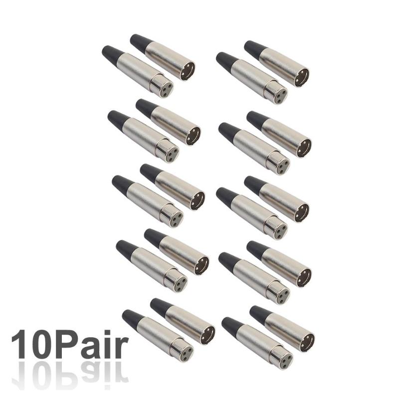 10pair/ 5pair 3 Pin XLR Male/Female Audio Microphone Cable Connector mic Microphone Cord Connector XLR Adapter - ebowsos