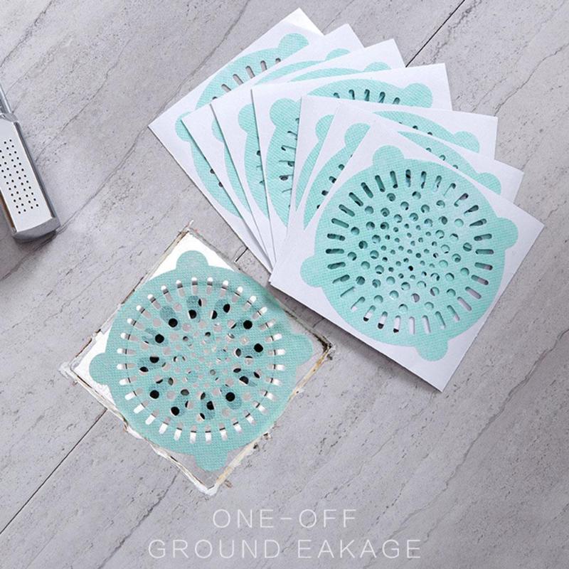 10pc/Lot Disposable Hair Filter Strainer Stickers Bathroom Drain Cover Net - ebowsos