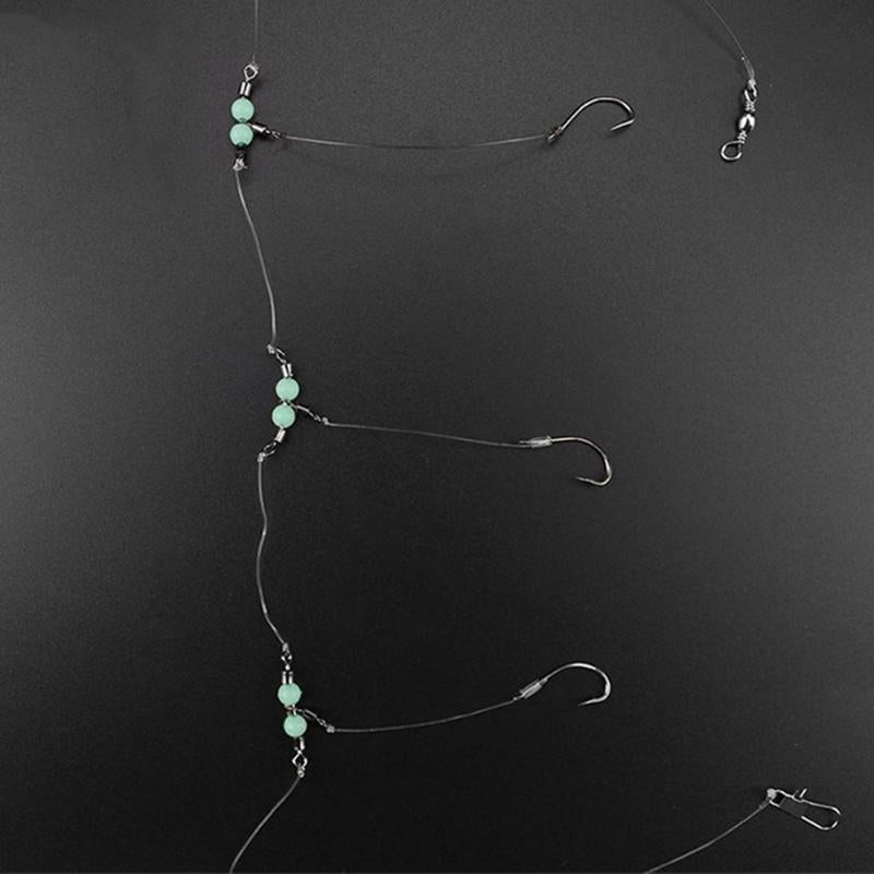 10pcs 3 Way Fishing Rolling Barrel Swivels Luminous Bead Solid Ring Cross Line Connectors Fishing Tools-ebowsos