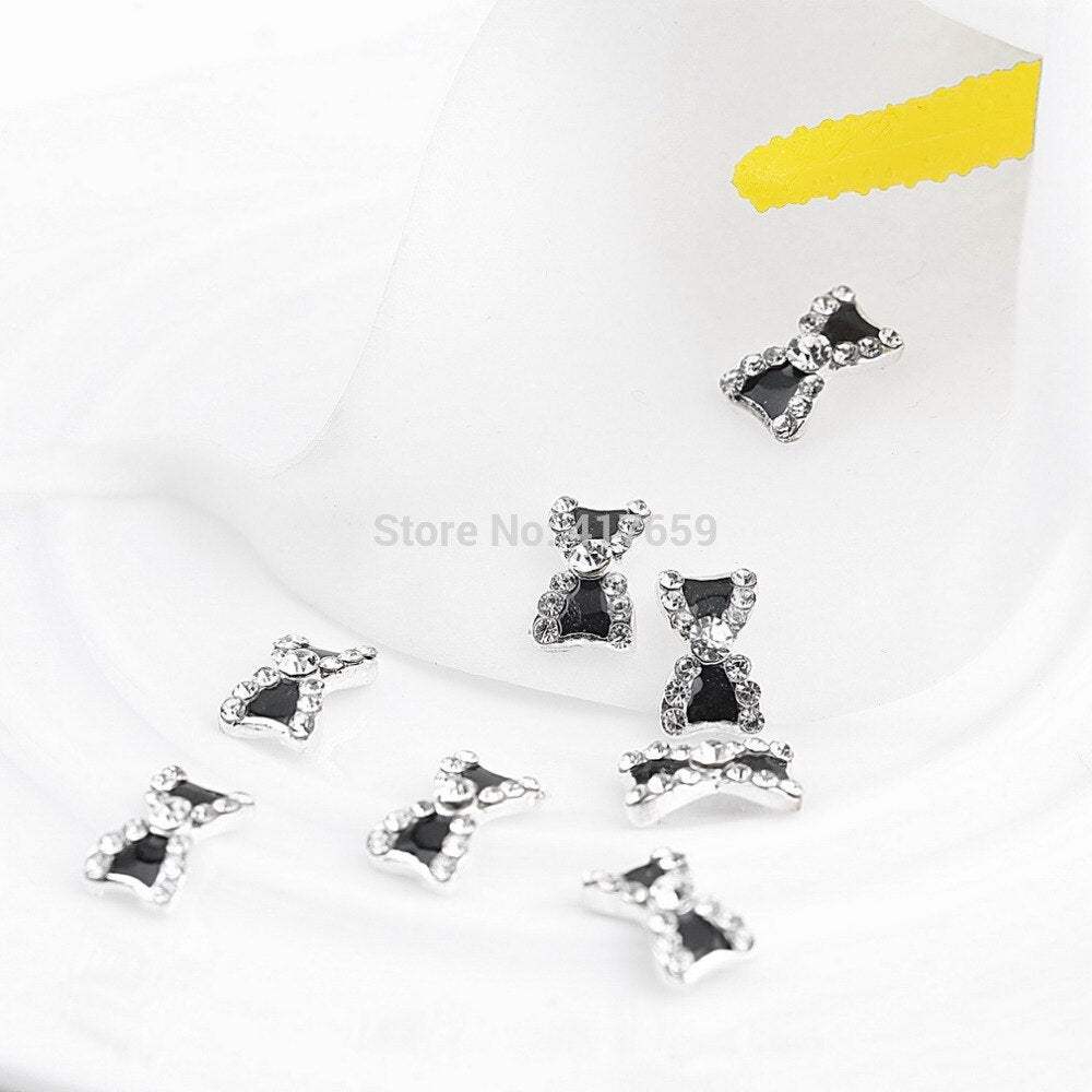 10pcs 3D Metal Rhinestone Bowknot Women for Nail Art Supplies Gel Nail Charms Jewelry Glitters Tips Decoration Manicure Acrylic - ebowsos