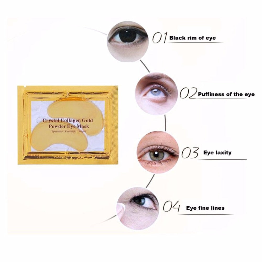 10pcs=5packs Natural Gold Crystal Collagen Eye Mask Women Eye Care Masks Moisturizing Anti-Wrinkle Remove Black Eye Patches - ebowsos