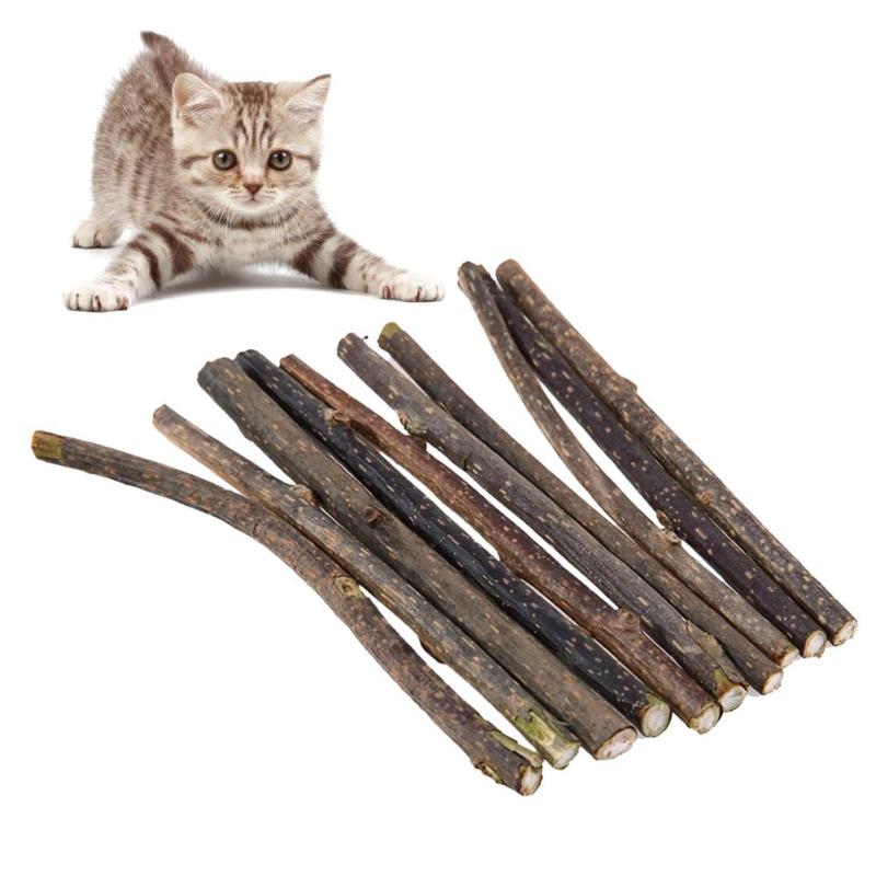 10pcs Cat Toy Cleaning Teeth Pure Natural Catnip Snacks Pet Cat Molar Toothpaste Stick Natural Silvervine Toys Cat Snacks Sticks - ebowsos
