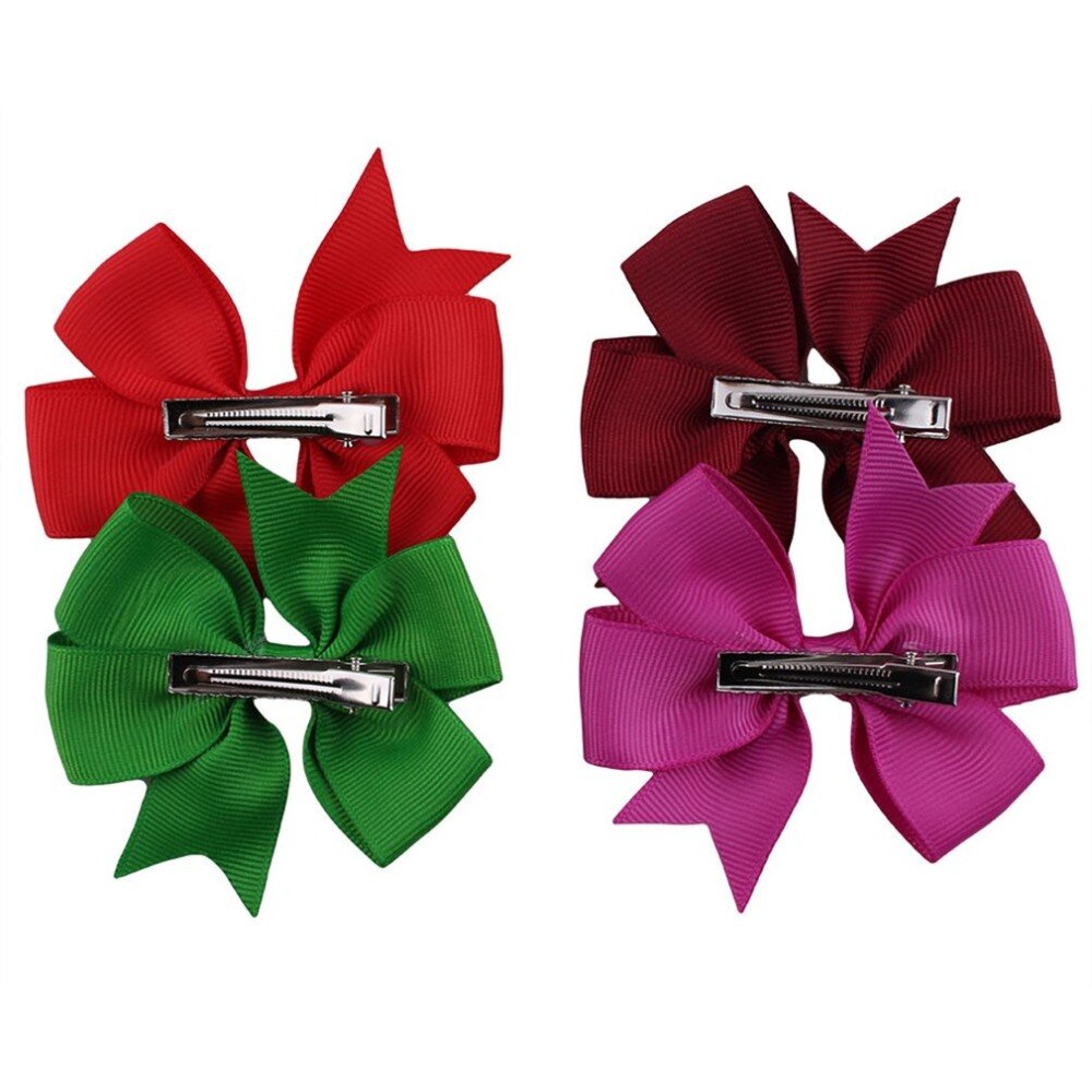 10pcs Children Ribbed Bowknot Girls Ribbon Hairpins Hair clips Colorful Barrettes Kids Bow Knot Headwear V-shaped - ebowsos