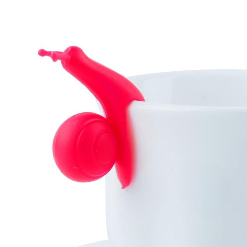 10pcs Cute Snail Shape Silicone Tea Bag Holder Creative Cup Mug Tea Clips Hanging Tools Easy to clean random color - ebowsos