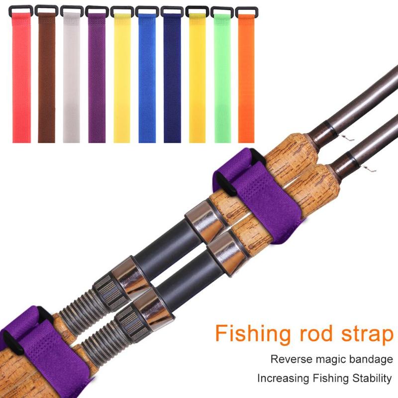 10pcs Fishing Rod Belts 20cm Nylon Reusable Fishing Rod Tie Fastening Strap Rope Holder-ebowsos