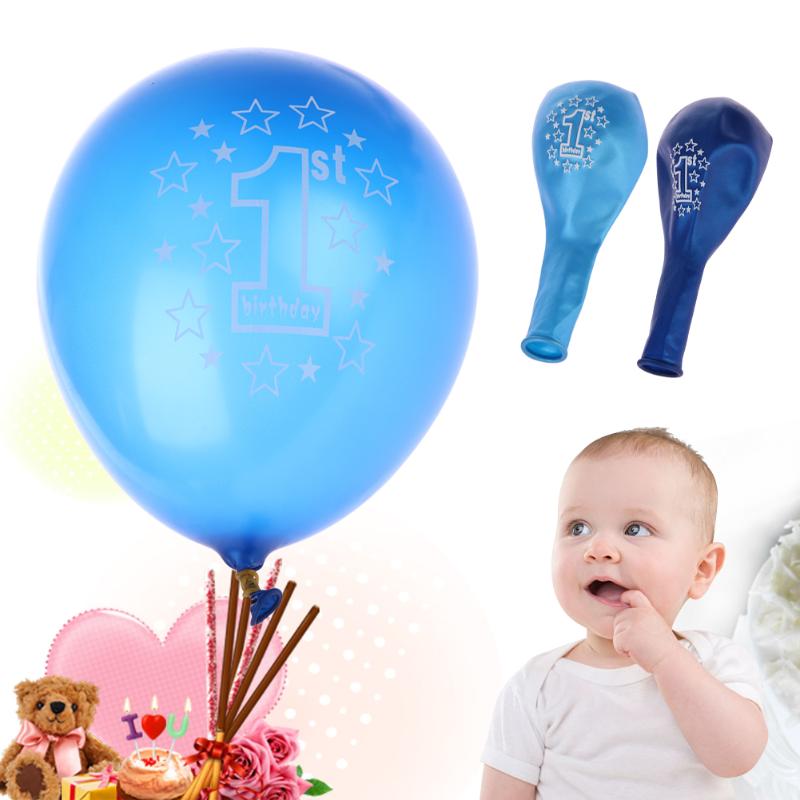 10pcs Girls Boys 1st Baby Birthday Party Printed Pearlised Balloons Decor - ebowsos
