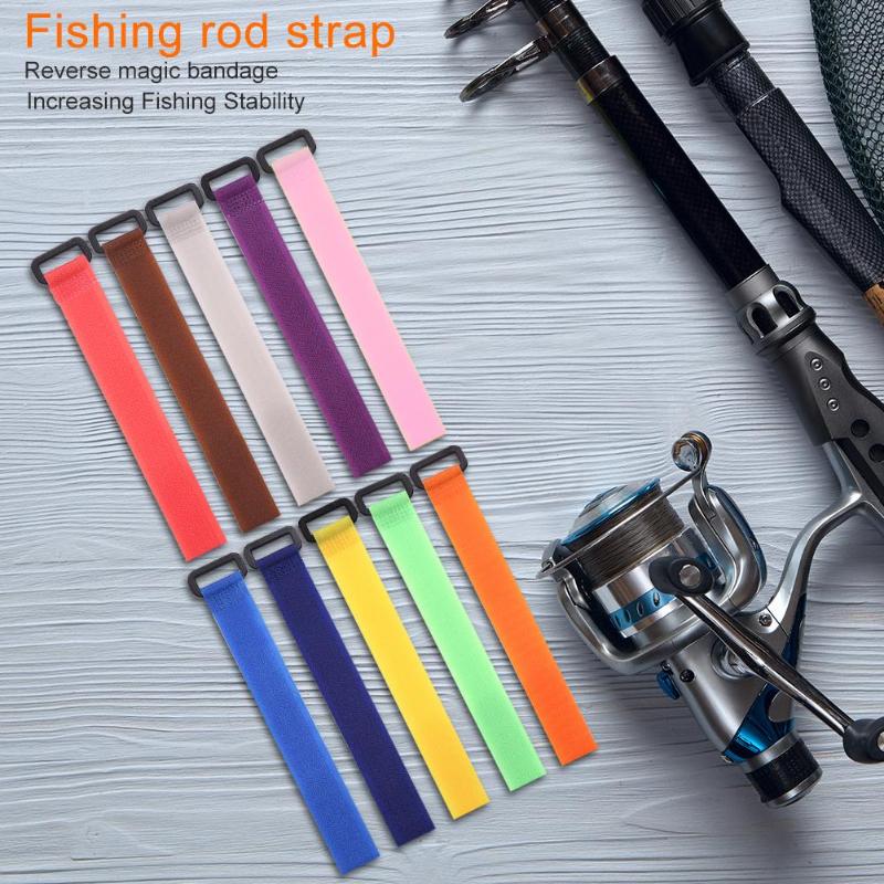 10pcs Reusable Fishing Rod Tie Holder Strap Suspenders Fastener Hook Loop Cable Cord Ties Belt Fishing Tackle Tools-ebowsos