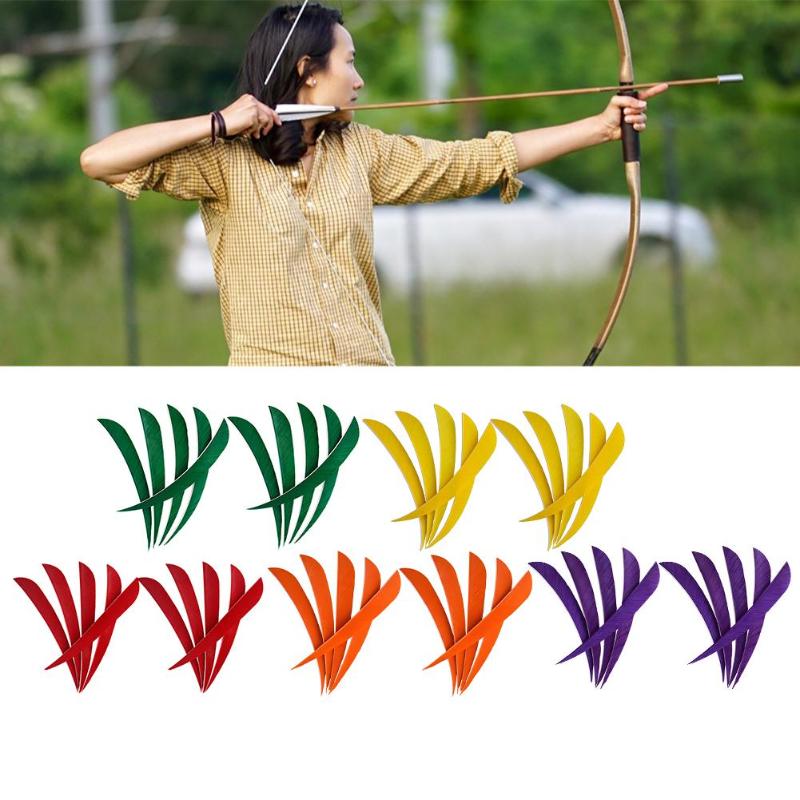 10pcs/Set 4 inch Water Drop Turkey Feathers Arrow Real Feathers Fletching Vanes Archery Arrows-ebowsos