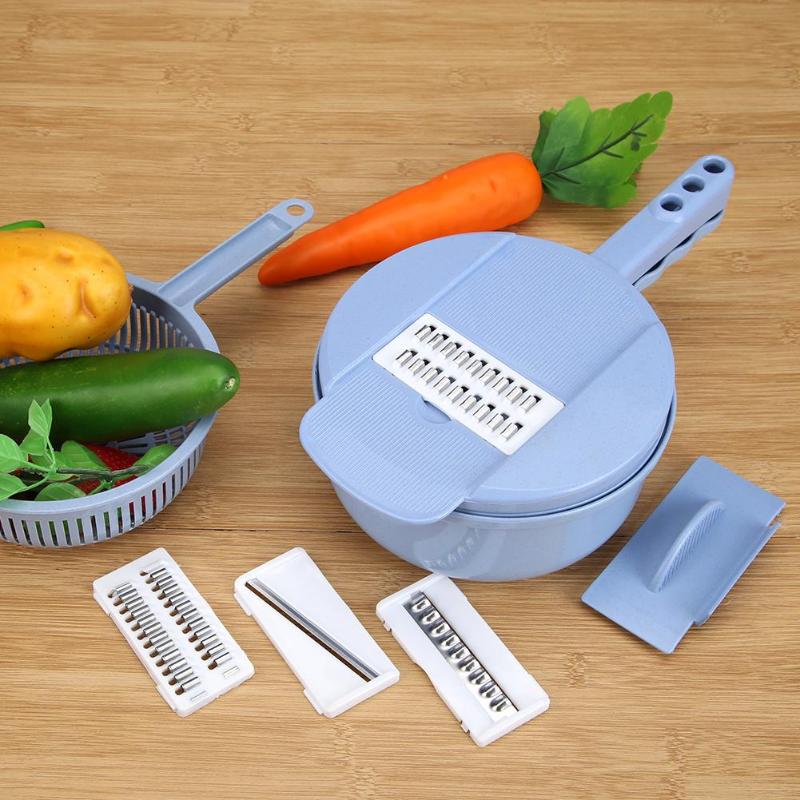 10pcs/Set Multiuse Fruit Vegetable Cutter Slicer Manual Potato Carrot Grater Chopper Water Filter Kitchen Gadgets - ebowsos