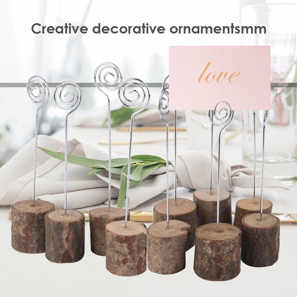 10pcs Wooden Card Holder Stand Photo Memo Notes Clip Desktop Craft Decor for Wedding Party Anniversary Grand Event Dropshipping - ebowsos