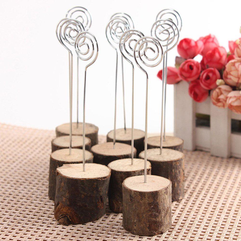 10pcs Wooden Card Holder Stand Photo Memo Notes Clip Desktop Craft Decor for Wedding Party Anniversary Grand Event Dropshipping - ebowsos