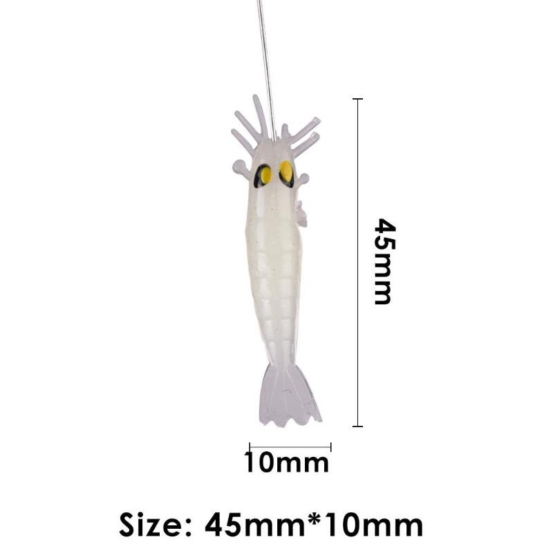 10pcs/bag Luminous Soft Shrimps Fishing Lures Artificial Baits Silica Gel-ebowsos