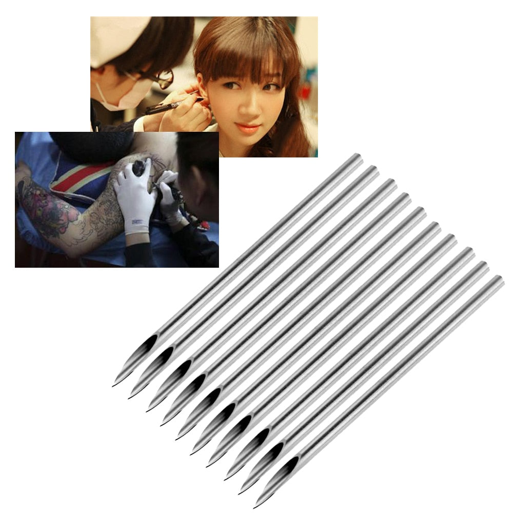 10pcs/bag Surgical Steel Tattoo Piercing Needles Medical Tattoo Needle For Navel Nose/Lip/Ear Piercing 14g (1.6mm) - ebowsos