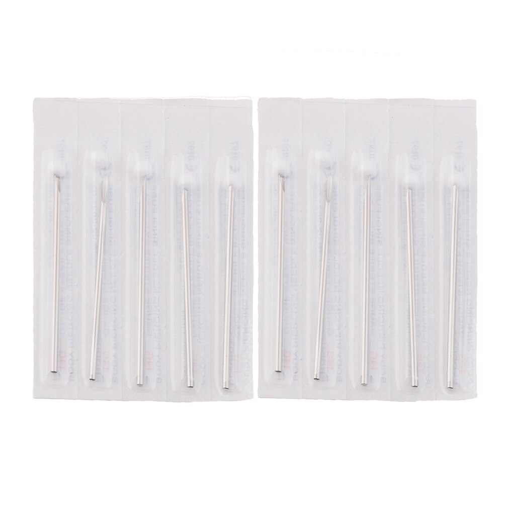 10pcs/bag Surgical Steel Tattoo Piercing Needles Medical Tattoo Needle For Navel Nose/Lip/Ear Piercing 14g (1.6mm) - ebowsos