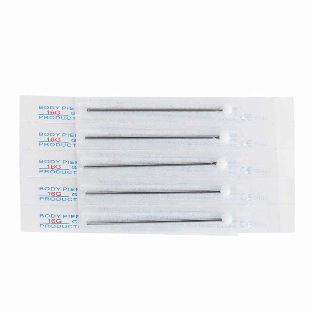 10pcs/lot 16G Piercing Needles Tattoo Accessory Disposable Sterile Body Piercing Needles for Navel Ear Nose Tattoo Needle - ebowsos