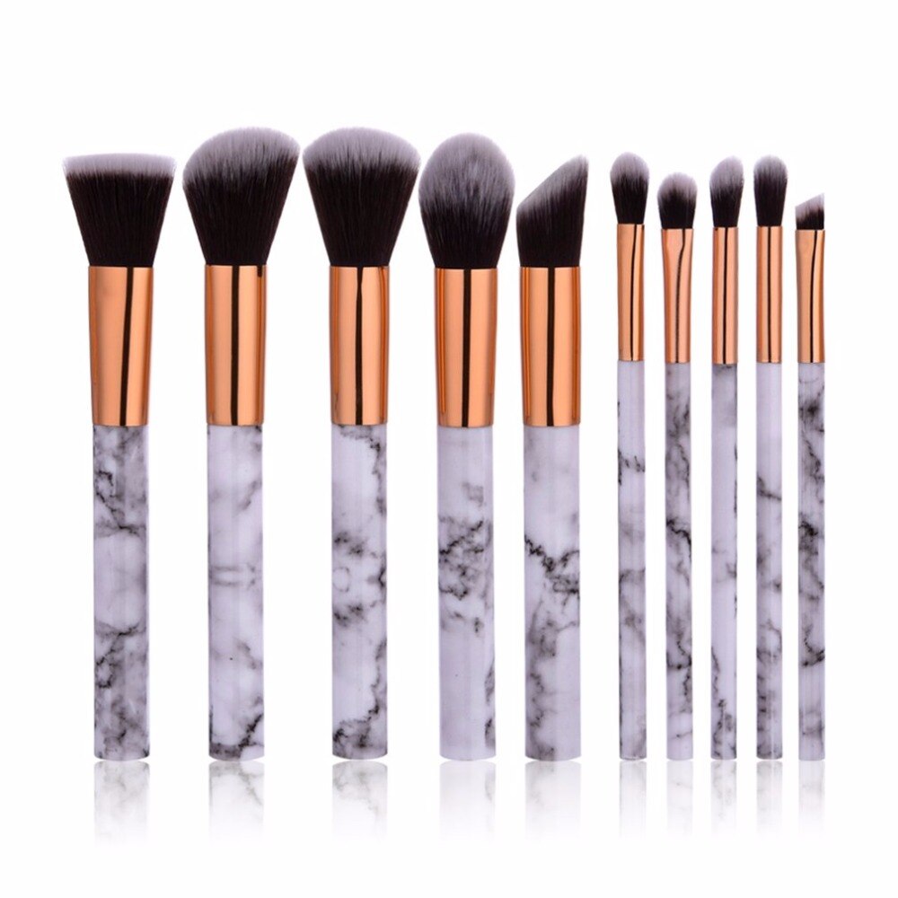 10pcs/set Professional Marbling Pattern Makeup Brushes Set Kit Foundation Powder Eyeshadow Soft Beauty Cosmetics Make Up Brush - ebowsos