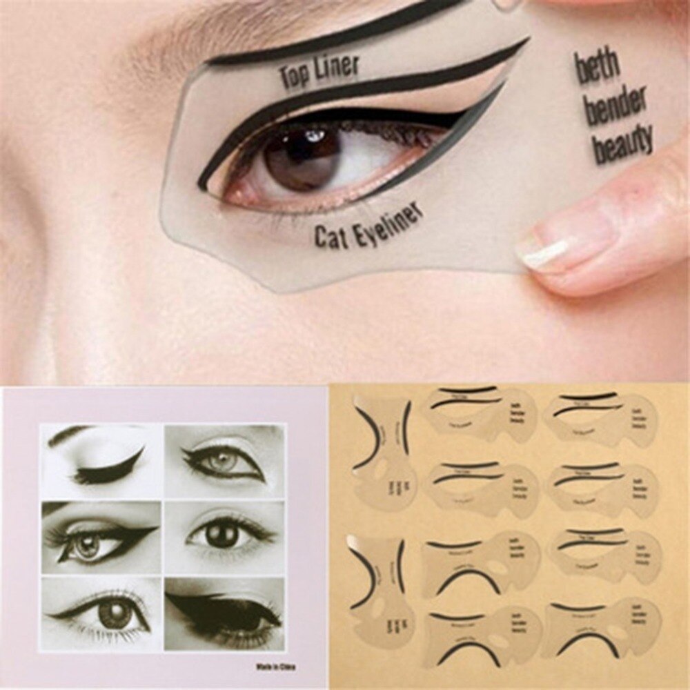 10x Cat eye makeup template Eyeliner Stencil Top Bottom Smokey & Cat Eye Liner Template Makeup Tool - ebowsos