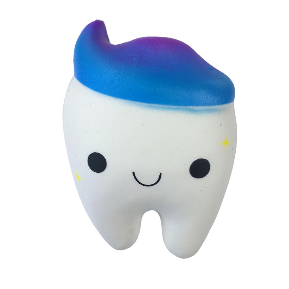 11.5CM Catoon Squeeze Rainbow Tooth Slow Rising Cool Starry Sky Tooth Squishies Tooth Antistress Toy Decor Squeeze Squish Toy-ebowsos