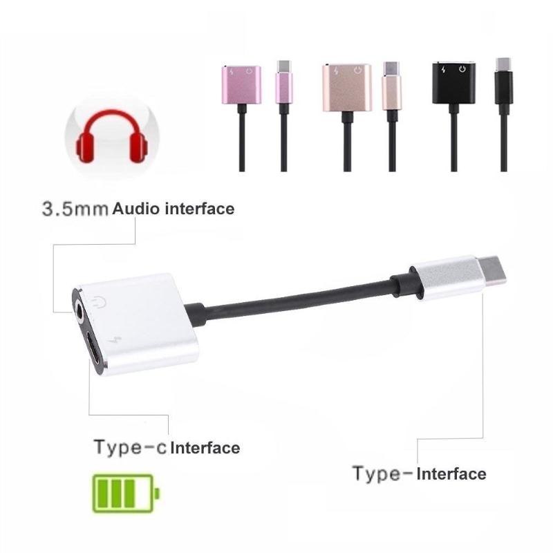 11.5cm Type-C Audio Charging Cable Adapter 2 in 1 USB C Male to Female + 3.5mm Audio Headphone Earphone Jack Spilter Cord Wire - ebowsos