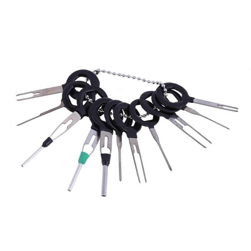 11 Pcs Connector Pin Removal Auto Car Plug Circuit Board Wire Harness Terminal Extraction Pick Crimp Pin Back Needle Set New - ebowsos
