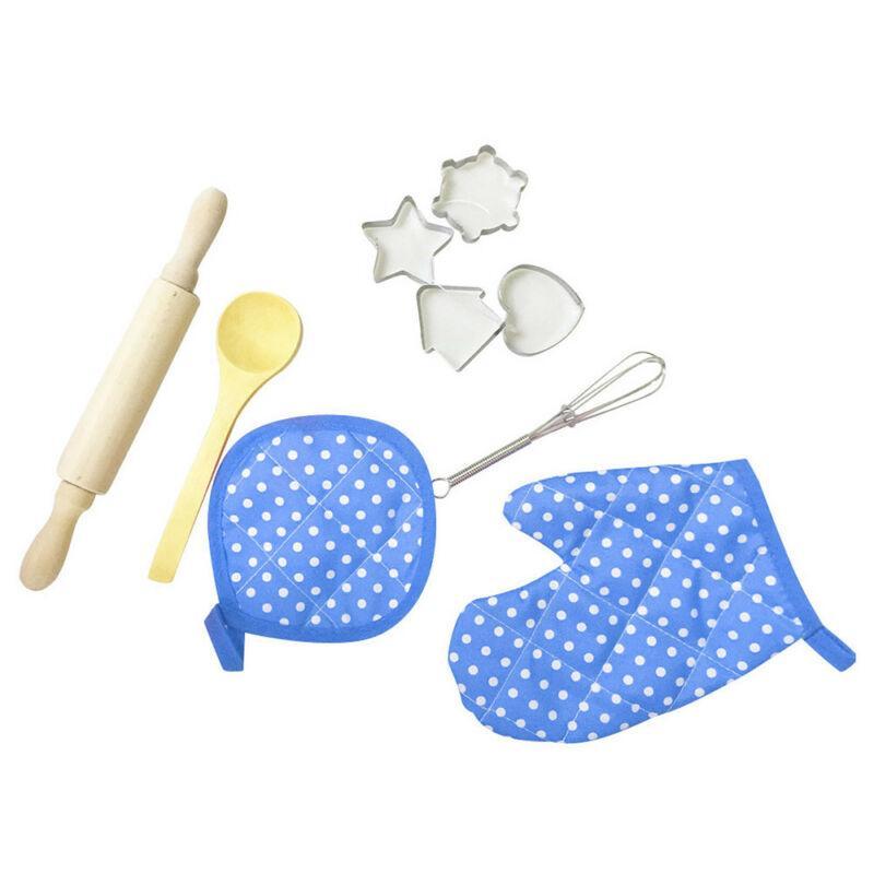 11 Pcs Girls Kitchen Costume Role Play Kits Apron Chef Hat Cooking Cookie Decompression Glue Kids Toys Stress Relief-ebowsos