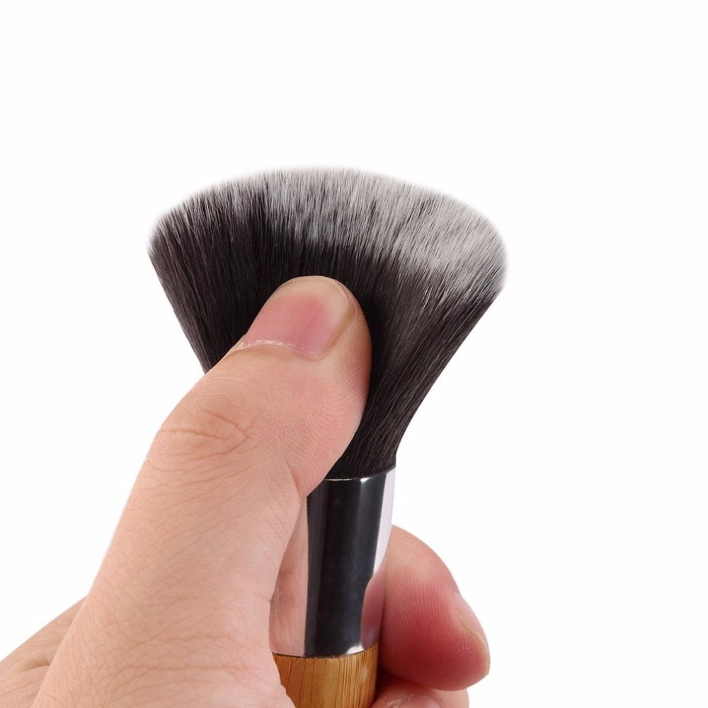11 pcs/set Bamboo Handle Makeup Brushes Set Kit Eyeshadow Concealer Blush Foundation Brush With Blending Cosmetic Sponges Puff - ebowsos
