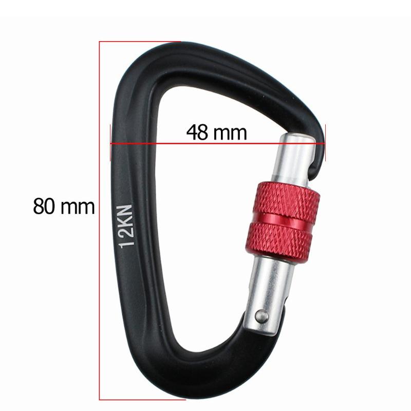 12/25KN Carabiner D Shape Professional Rock Climbing Buckle Security Safety Master Lock Outdoor Mountaineering Caving Equipment-ebowsos