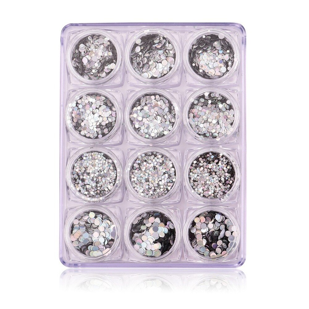 12 Boxes/SET Round Sequin Women Manicure Colorful Bling DIY Nail Sticker Fashion Decoration Tools Nail Tip Manicure - ebowsos