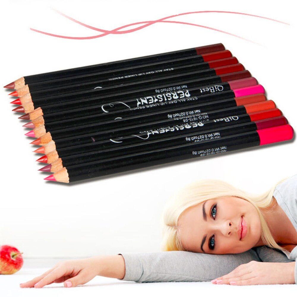 12 Color Makeup Lip Liner Pencil Lipstick Waterproof Long Lasting Brow Lip Pen Smooth Lips Cosmetic Lipliner Pencil Easy to Wear - ebowsos
