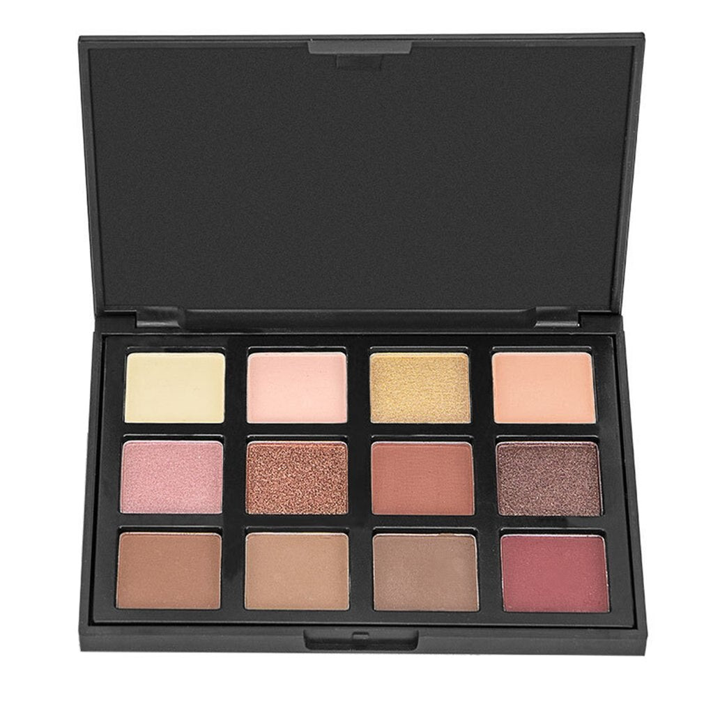 12 Colors Earth Warm Shimmer Eyeshadow Palette Beauty Makeup Tool Set Smoky Eye shadow Silky Powder Pearlescent - ebowsos