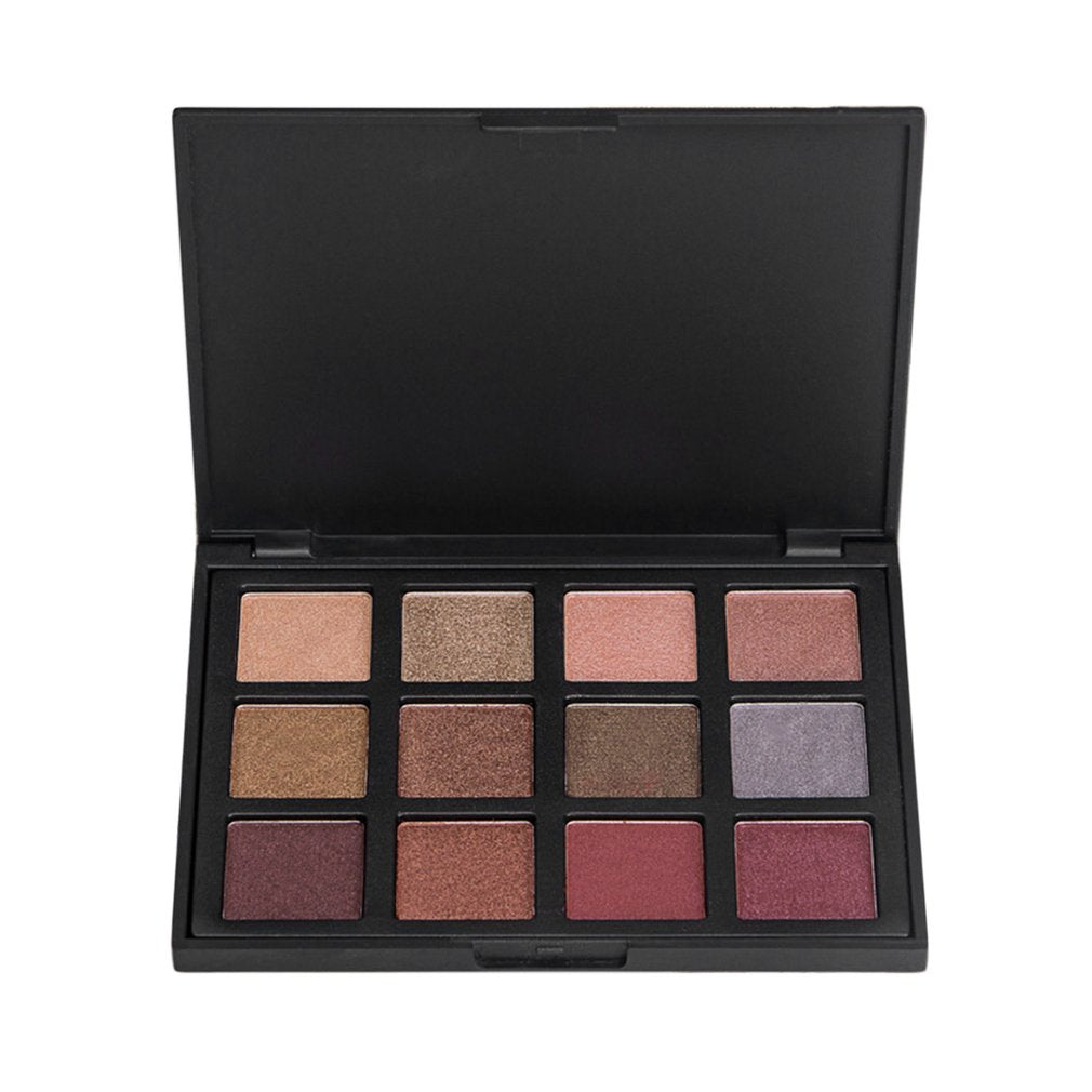 12 Colors Earth Warm Shimmer Eyeshadow Palette Beauty Makeup Tool Set Smoky Eye shadow Silky Powder Pearlescent - ebowsos