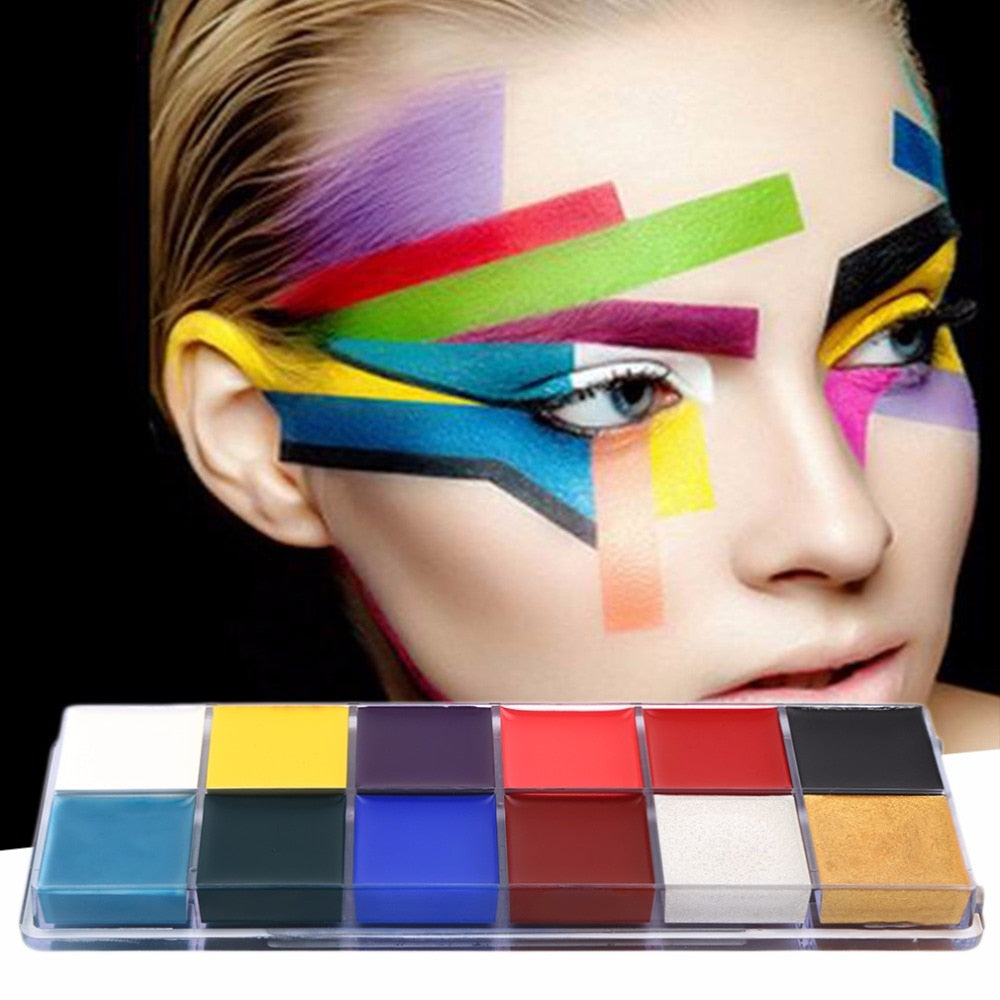 12 Colors/set New Style Professional Flash Tattoo Face Body Paint Oil Painting Art 2017 Makeup Tools - ebowsos