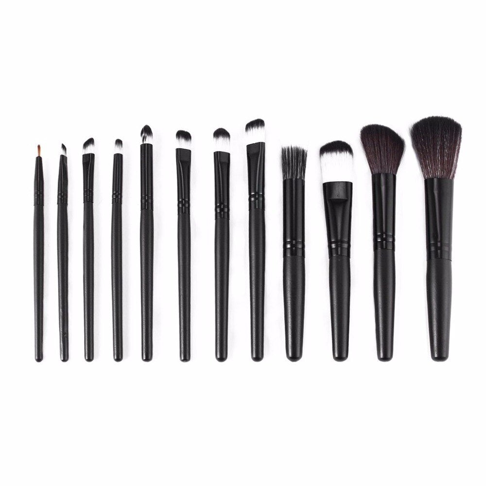 12 Pcs/set Makeup Brushes Set Kits Contour Concealer Power Foundation Eyeliner Lip Brush With 1 PU Leather Cosmetic Brush Case - ebowsos