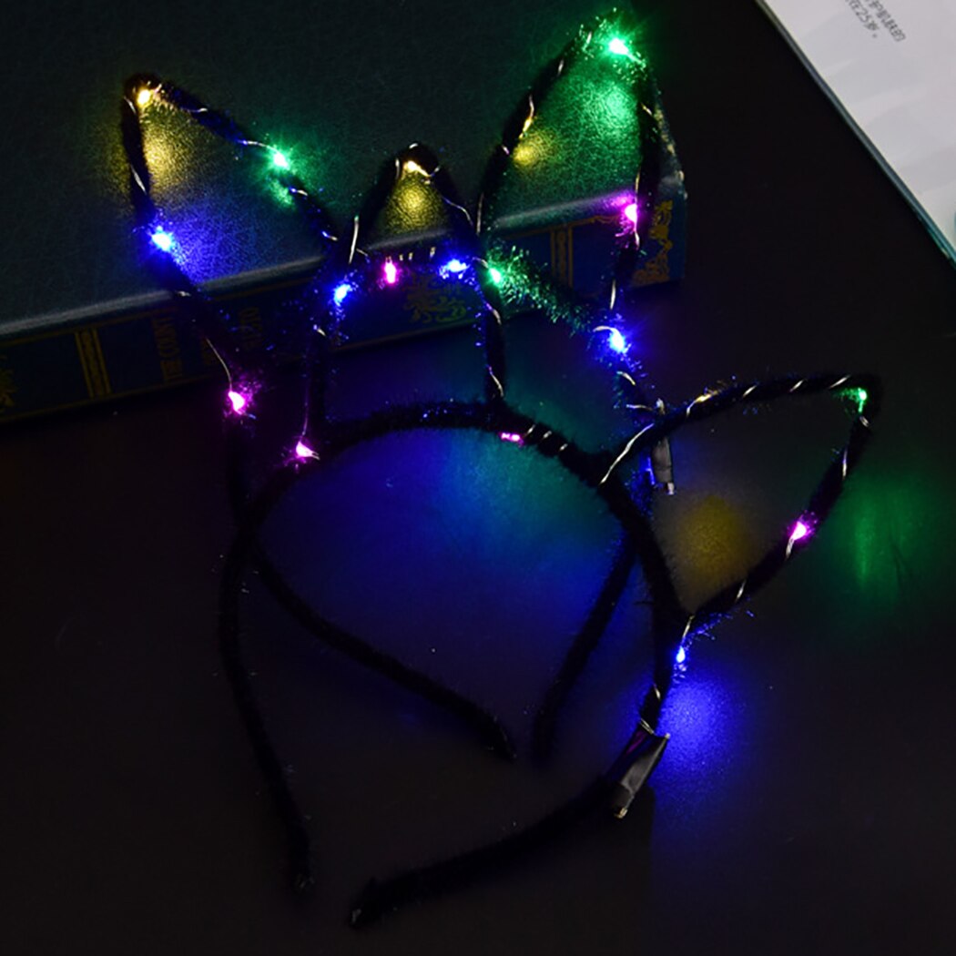 12PCS Lovely Flash Rabbit Ears Hair Hoop Light Up LED Headbands Party Props For Masquerade And Christmas-ebowsos