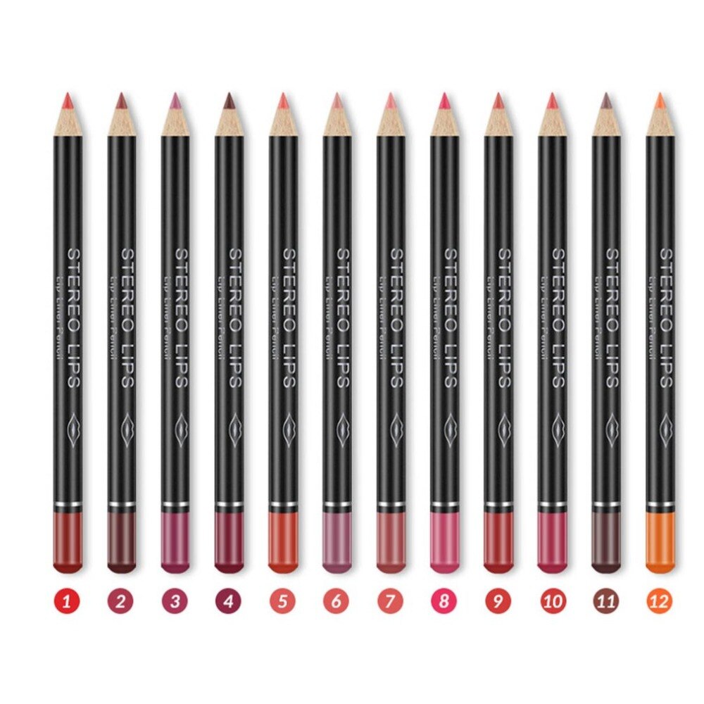 12PCS/SET Professional Multi-functional Lipliner Pencil Long Lasting Waterproof Lip Cosmetic Makeup Lip Liner Pencil Tool - ebowsos